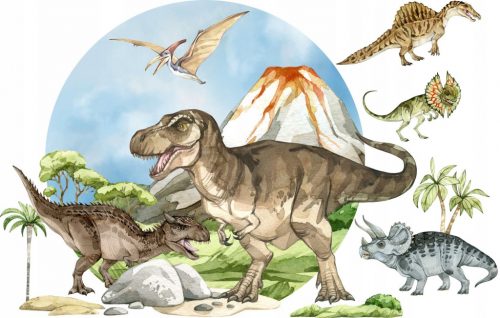  ADESIVI DA PARETE GRANDI SET DI DINOSAURI RUOTA XL ADESIVI DA PARETE DECOTIA