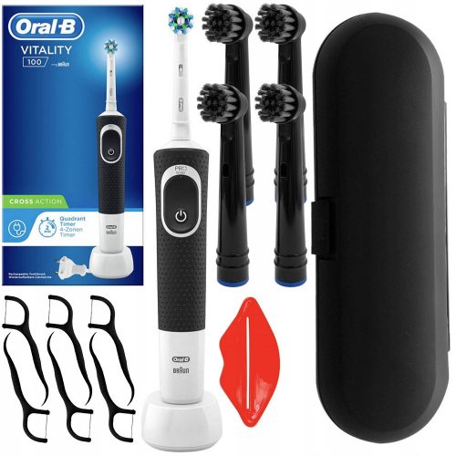  ORAL-B VITALITY 100 SPAZZOLINO ELETTRICO NERO + CUSTODIA + PUNTE