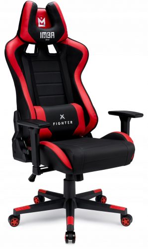  Seduta IMBA Sedia da gaming Fighter, ecopelle nera e rossa