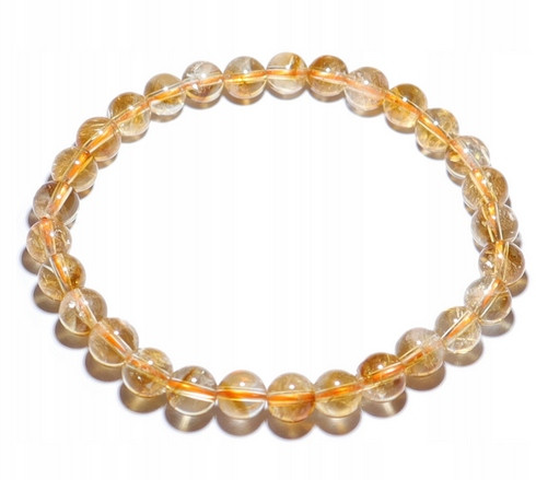  Bracciale citrino, pietra naturale, pallina da 6 mm