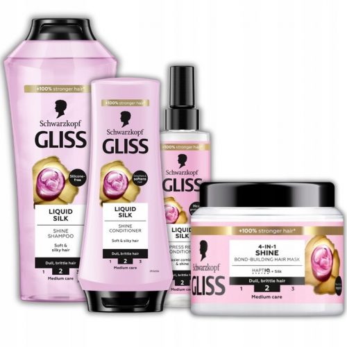  Gliss Liquid Silk Shampoo Maschera Balsamo per capelli opachi e fragili