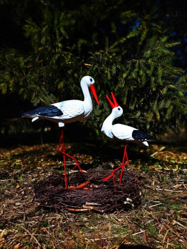  Figura decorativa da giardino FAMIGLIA - MADRE CON BAMBINO + NIDO