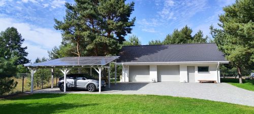 Impianto fotovoltaico su posto auto coperto, carport, gazebo, auto 10 kWp