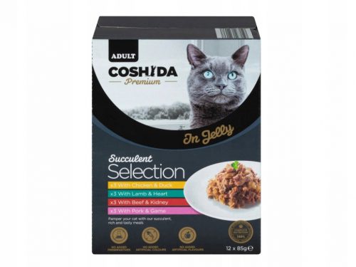  12x85g COSHIDA Succulent Selection bustina di cibo umido mix di gusti per gatti