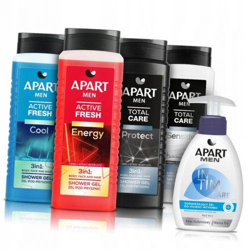  Apart gel doccia uomo 3in1 gel igiene intima MIX Set 4+1