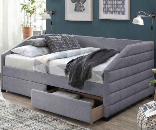  Letto singolo imbottito Letti Signal 120x200 tonalità di grigio