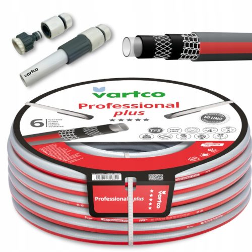  Tubo da giardino PROFESSIONAL PLUS TFS ANTITORCIA 1/2" 60m VARTCO 6 STRATI + SET CON SPRUZZATORE DRITTO 4 ELEMENTI VARTCO