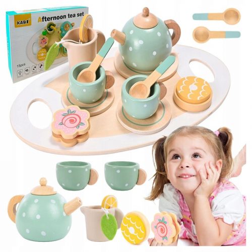  SET DA TÈ IN LEGNO PER BAMBINI ACCESSORI VASSOIO DA TÈ PIATTI VASSOIO