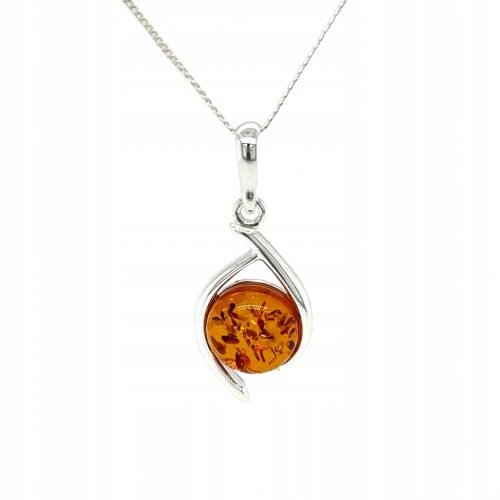  Ciondolo in argento con ambra cognac. Elegante PENDENTE in argento PELLICOLA