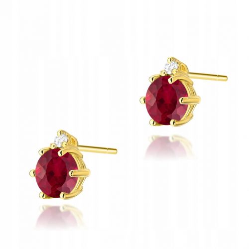  ORECCHINI IN ORO PIETRA NATURALE ROSSA RUBINO E DIAMANTE 585