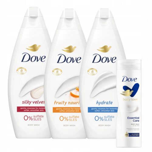  Gel doccia profumato DOVE MIX 3x 250 ml + LOZIONE IN OMAGGIO