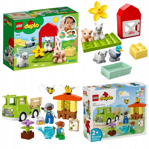  LEGO Duplo 10949 Animali della fattoria + LEGO Duplo 10419 La cura delle api e dell'alveare