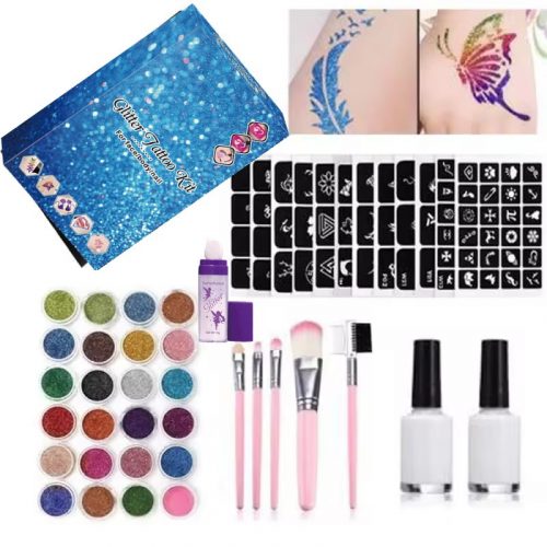  KIT TATUAGGIO - GRANDE XXL - MODELLI GLITTER - LAVABILE