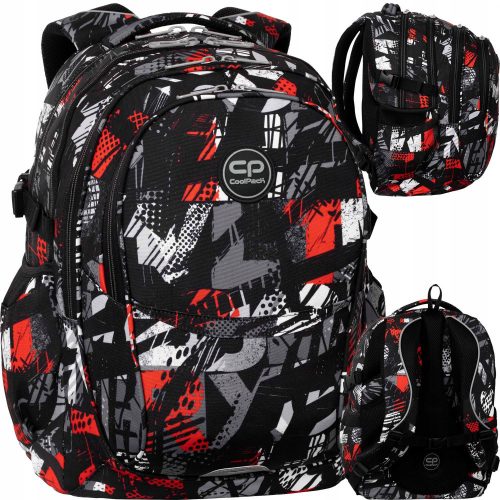  Zaino scolastico multiscomparto CoolPack bianco, nero, sfumature di rosso, sfumature di grigio e argento, multicolore 29 l