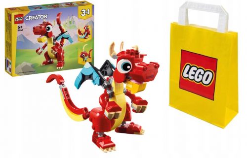  LEGO Creator 3 in 1 31145 Drago Rosso + Sacchetto di carta LEGO 6315786 giallo 24x8x18 cm