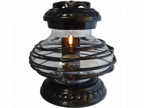  CANDELA CANDELE LANTERNA PER TOMBA CERAMICA UFO TRECCIA NERA + CANDELA LED NERA