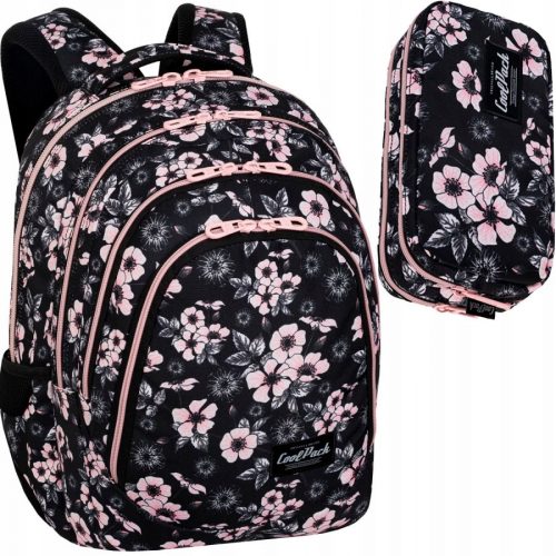  Zaino scolastico multiscomparto CoolPack, nero, Sfumature di rosa, 28 l + astuccio CoolPack