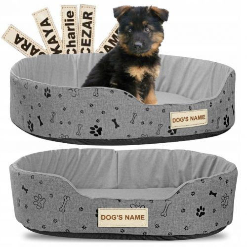  Cuccia per cani OVAL 60x50 cm Personalizzata Impermeabile Black Bones