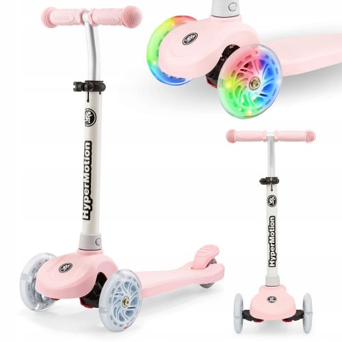  Monopattino a tre ruote TRINGO, 3-8 anni - rosa + ruote LED luminose