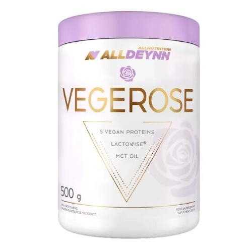  Integratore proteico Allnutrition proteine vegane in polvere 500 g, cioccolato bianco - gusto lampone