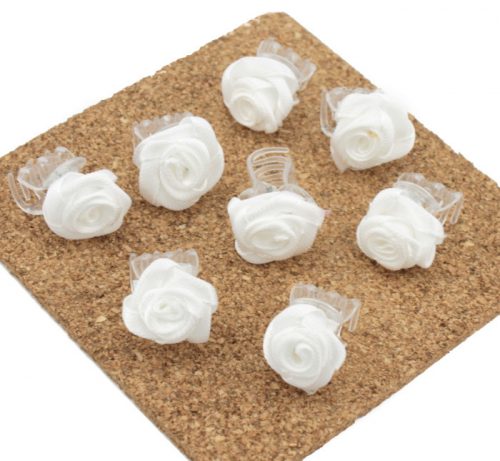  Fermagli per capelli granchio, rose, 8 pezzi, 1,5 cm, bianco