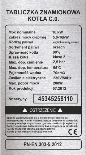  Targhetta 3 per forno, caldaia per riscaldamento centralizzato, incisa, 10x18 Libera