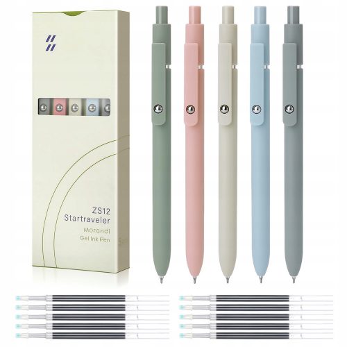  SET 5 penne Clicker automatiche Penna gel + 10 ricariche NERE