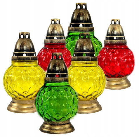  SET DA 6 PZ. CANDELE IN PARAFFINA - FIAMMA IN VETRO ARGENTO 21CM