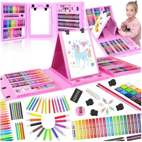  GRANDE SET ARTISTICO PER PITTURA, PENNARELLI, CENCILS, COLORI, BAMBINI, VALIGIA XXL