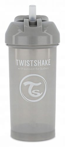  Tazza Twistshake con cannuccia, 360 ml, grigia