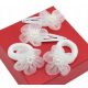  Gemelli Set di gemelli ed elastici per ragazze, 4 pezzi, fiore bianco