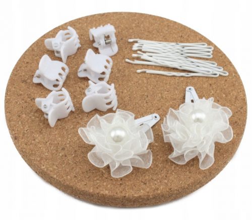  Clips Set di decorazioni per capelli per ragazze, 18 pz, bianco