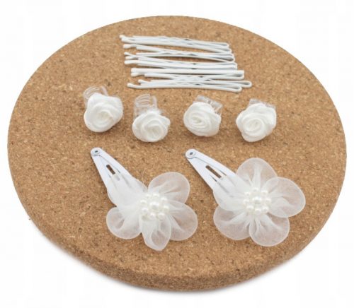  Clips Set di decorazioni per capelli per ragazze, 16 pz, bianco