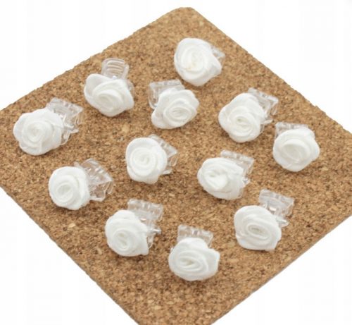  Fermagli per capelli granchio, rose, 12 pezzi, 1 cm, bianco