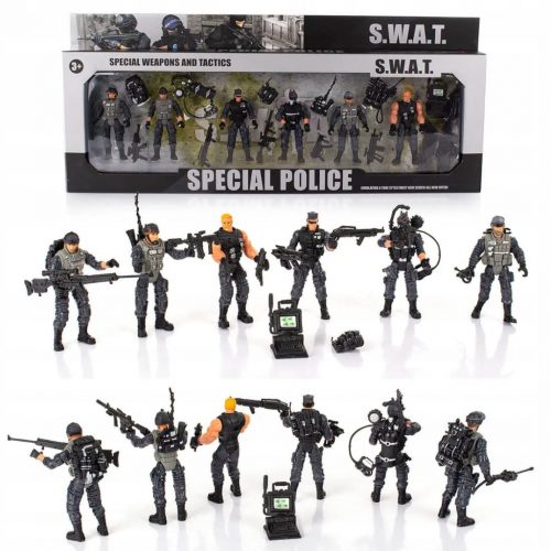  FIGURINE DELLA POLIZIA COMANDI SWAT POLIZIA + ACCESSORI MOBILI