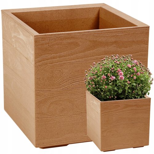  Vaso da fiori 40 cm x 40 x 40 cm diametro 40 cm in plastica tonalità marrone e beige