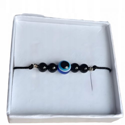  Bracciale con tormalina nera occhio del profeta, argento 925, scatola talismano