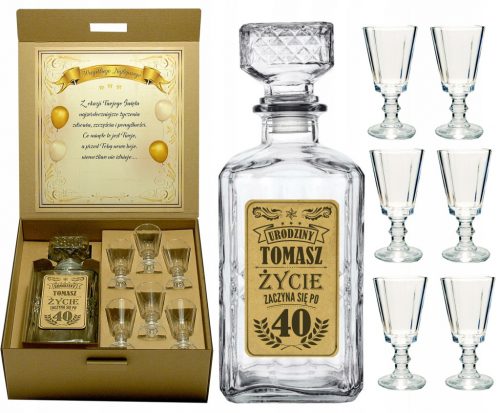  CARAFFA INCISA PER WHISKY, VODKA, LIQUORI, BICCHIERI, REGALO DI COMPLEANNO VIP