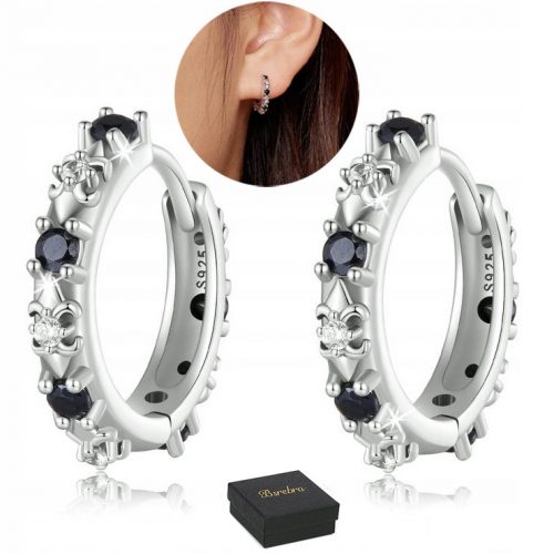  Orecchini in argento 925 HOOPS BELLISSIMO ARGENTO Fiori rodiati HOOPS 14mm