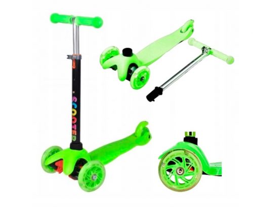  SCOOTER PIEGHEVOLE A TRE RUOTE CON EQUILIBRIO LED VERDE