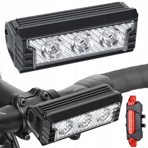  LUCE PER BICICLETTA LUCE LED ANTERIORE POSTERIORE USB BATTERIA MANUBRIO SET