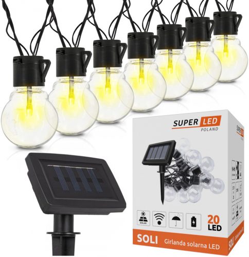  Catena luminosa solare SuperLED da 550 cm, nera