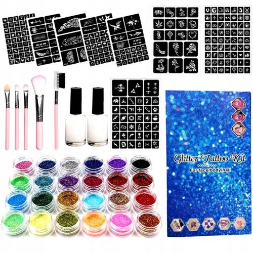  TATUAGGI GLITTER Set con EVIDENZIATORE 212 pz