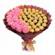  Bouquet Ferrero Rocher 40 pz. e rose. Regalo per il 40esimo compleanno. Nozze.