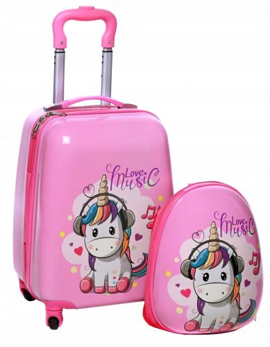  SET BAMBINO VALIGIA UNICORNO ZAINO A 4 RUOTE