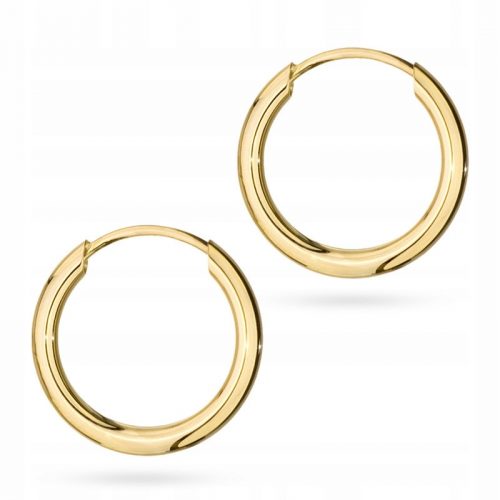  ORECCHINI A CERCHIO IN ORO 12mm pr. 585 ANELLO RUOTA 14k