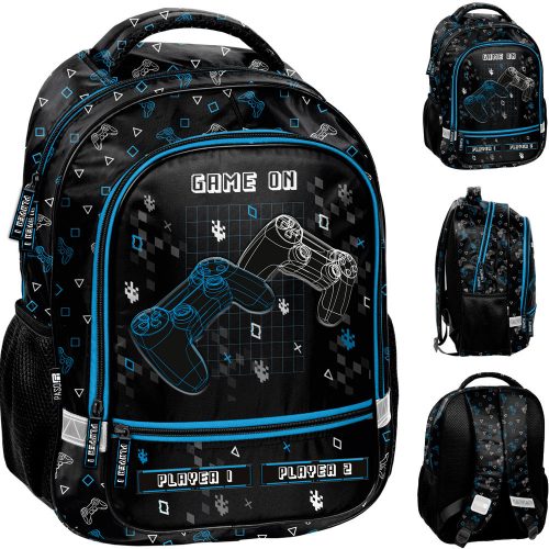  Zaino scuola multiscomparto Paso bianco, nero, Sfumature di blu, Sfumature di grigio e argento, Multicolor 19 l