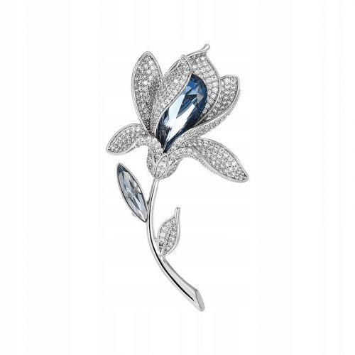  PINETS Bellissima spilla FIORE in argento con zirconi blu