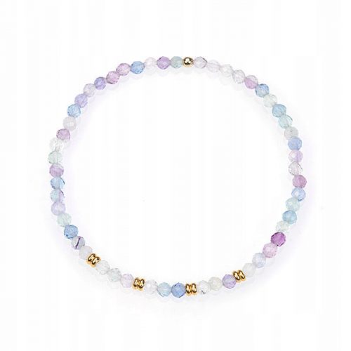  Bracciale Pietra Fluorite Taglio Perline 2,5 mm