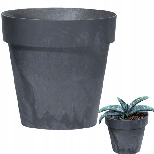  Vaso da fiori Prosperplast 30 cm x 30 x 26,6 cm diametro 30 cm in plastica tonalità grigio e argento